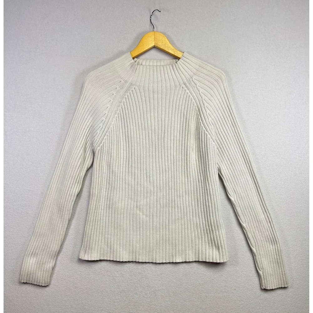 CROSSROADS Ribbed Mock Neck Sweater Knit‎ Pullover Beige XL